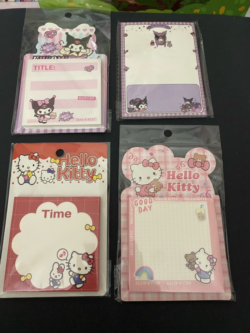 Sanrio Hello Kitty & Kuromi Sticky Note Set - Pink, Purple, Red, White